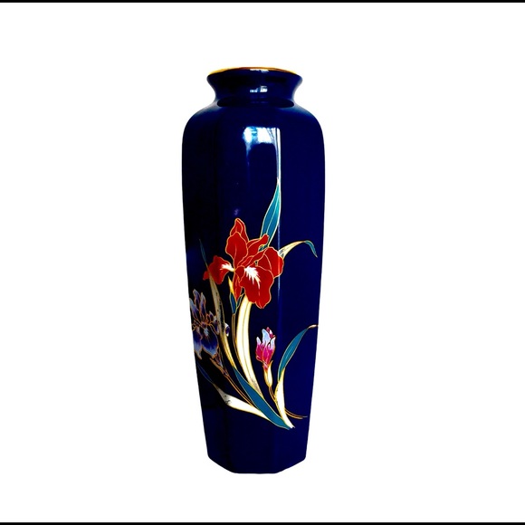 Vintage Made in Japan  Irises Vase w/ Gold… - Picture 1 of 6